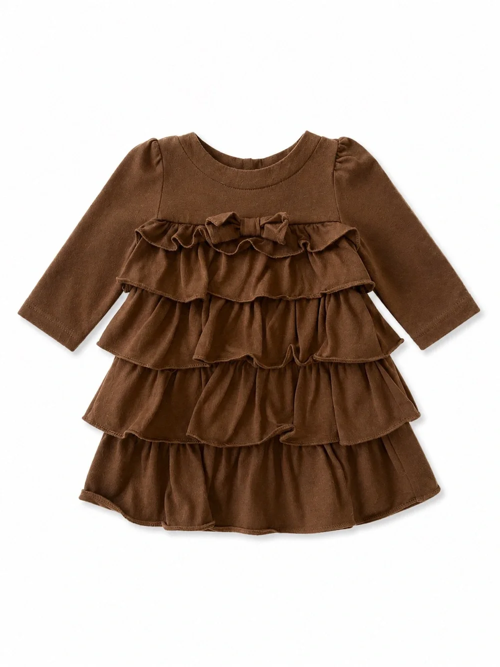 Baby Gap Brown Tiered Ruffle Dress 3-6M Long Sleeve Fall EUC